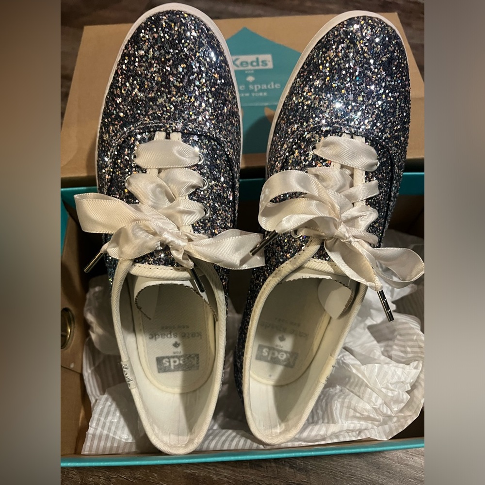 Kate Spade x Keds - Glitter Silver Multi Sneakers New in Box - Size 6